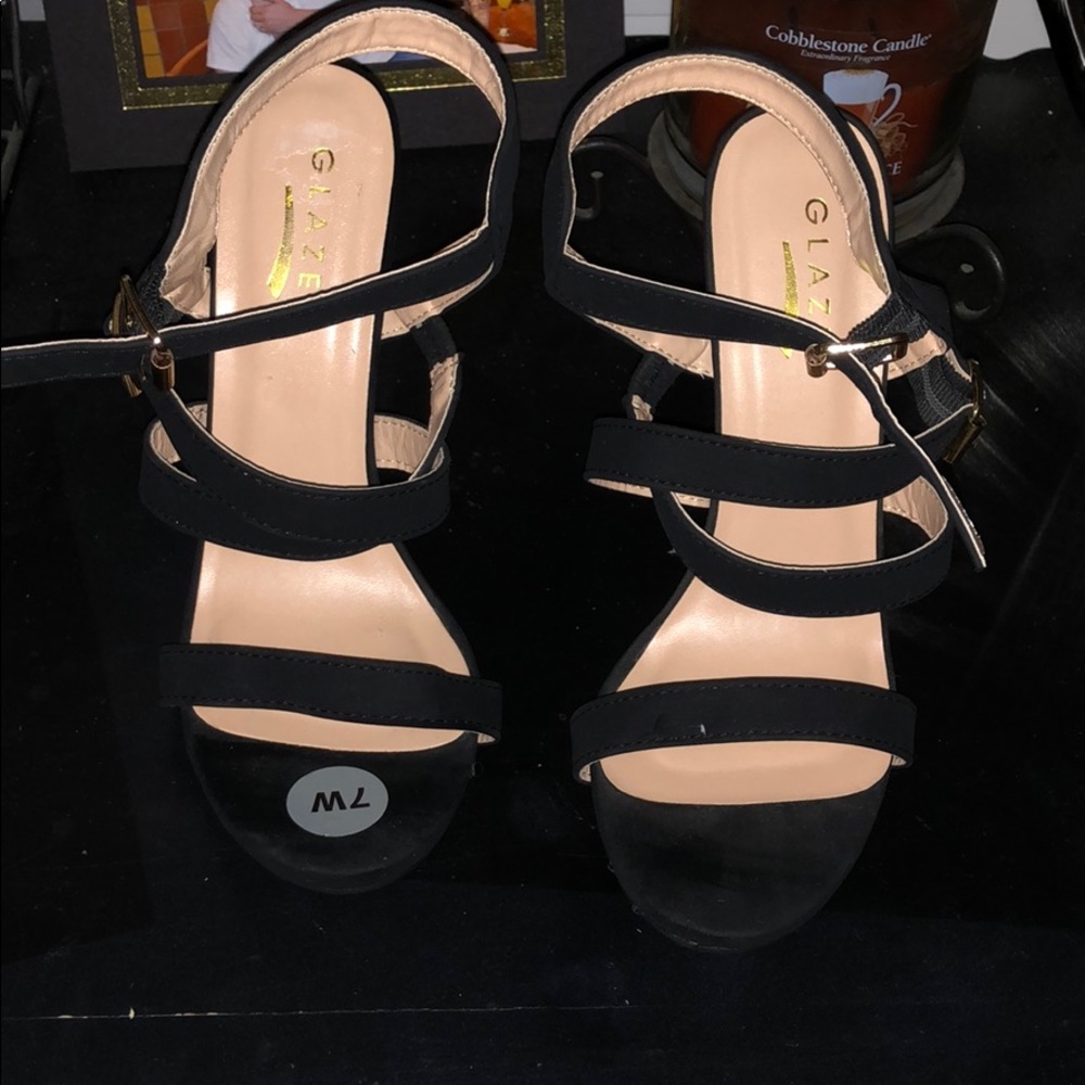 Brand new black cross strap high heel